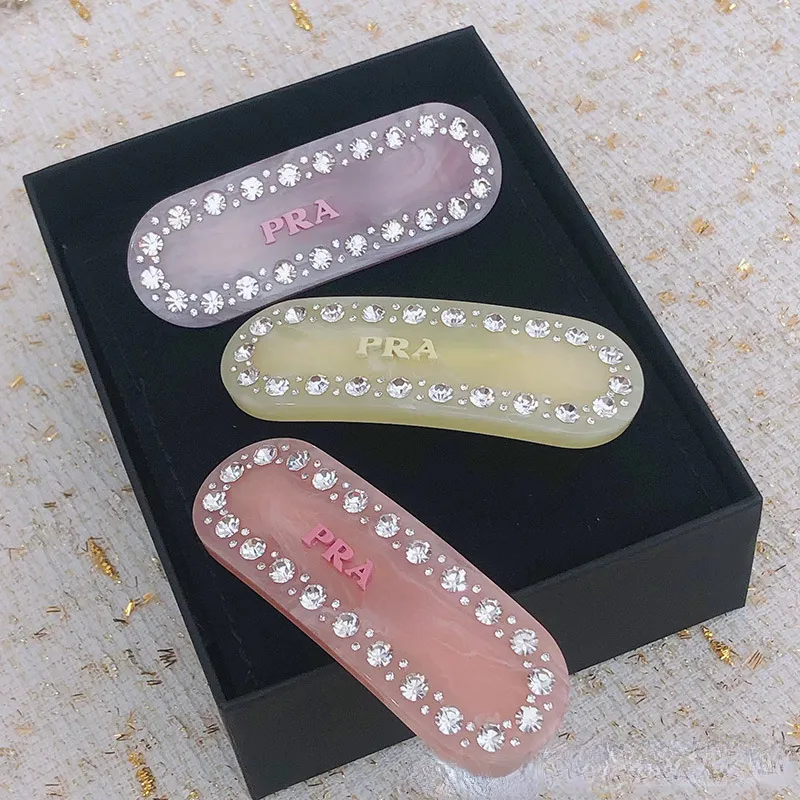 P brand letters designer hair clip barrettes luxury shining diamond acrylic classic hair pins for girls women party jewelry gift