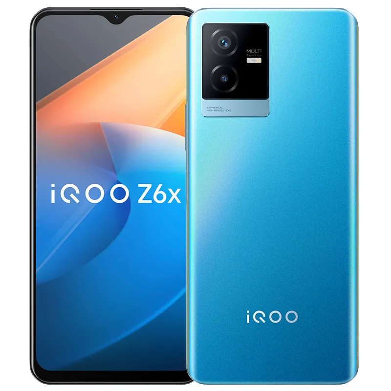 オリジナルのvivo IQOO Z6X 5G携帯電話6GB 8GB RAM 128GB 256GB ROM MTK DIMENSING 810 ANDROID 6.58 "LCDフルスクリーン50MP AR 6000MAHフィンガープリントIDフェイスウェイクスマート携帯電話