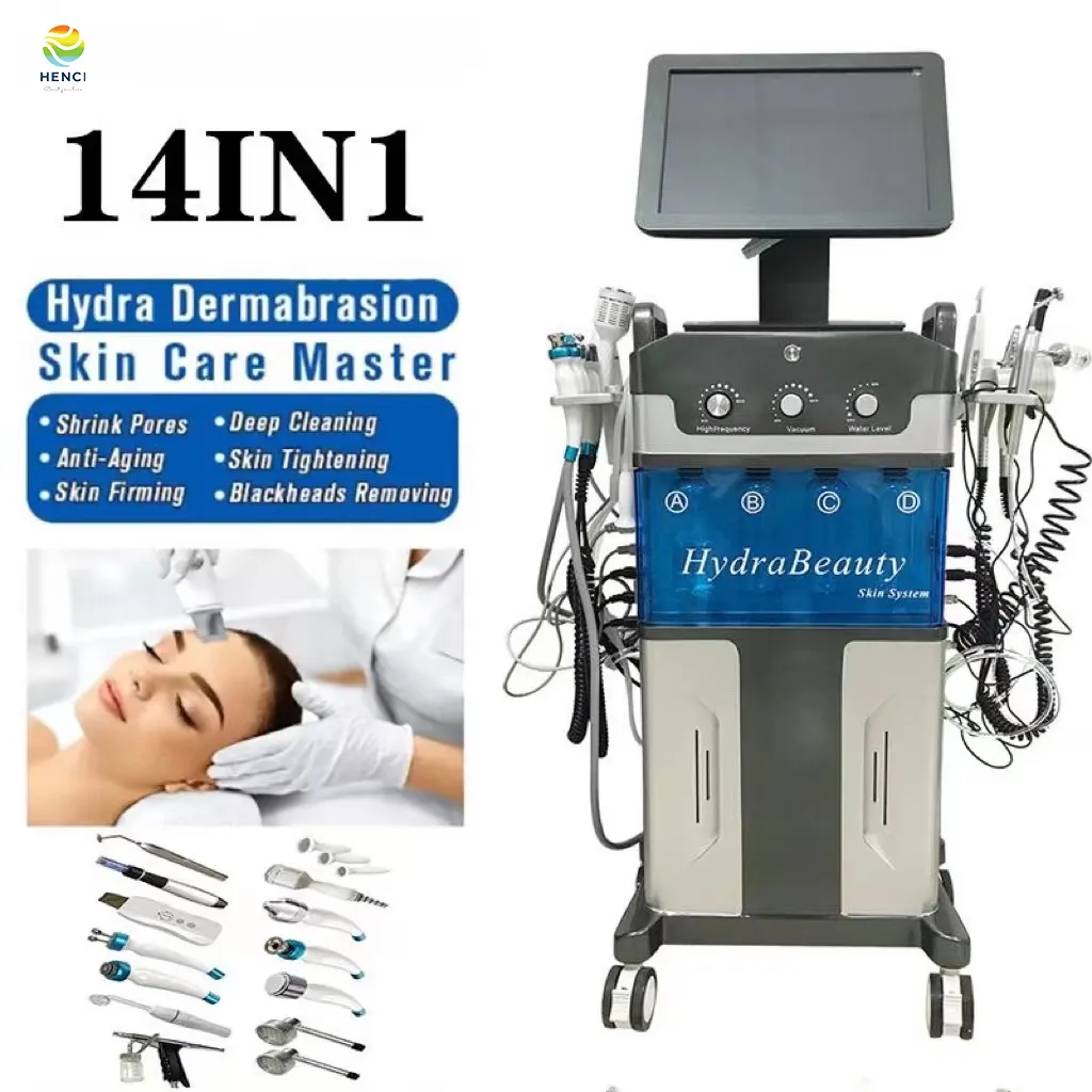 Máquina de microdermoabrasão hidrelacial Aqua Desabroting DermoBrasion Facials Machine 14 em 1 hidrofacial de spray de oxigênio transparente profundo