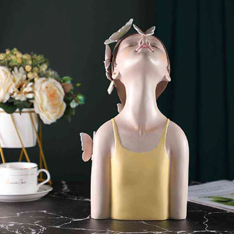 Decorative Objects Figurines JIEME Creative Looking Up At Bow Girl Resin Crafts Ornaments Ins Girl's Heart Girlfriends Birthday Gift Small Fresh T220902