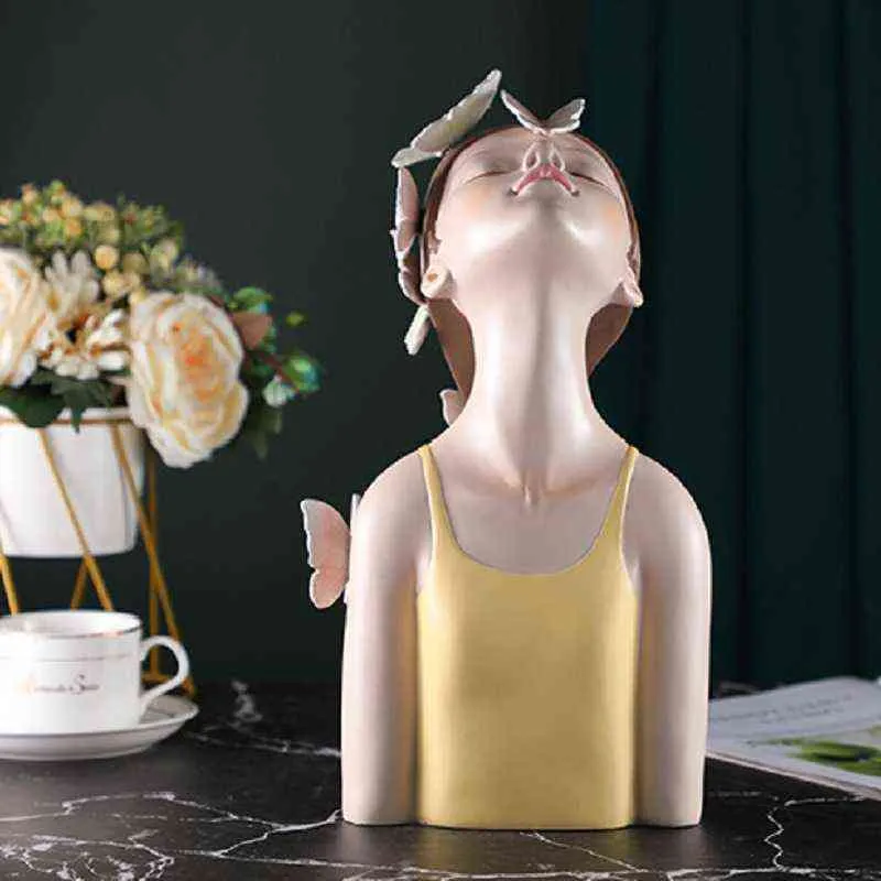 Dekorative Objekte Figuren JIEME Creative Looking Up At Bow Girl Resin Crafts Ornaments Ins Girl's Heart Girlfriends Birthday Gift Small Fresh T220902