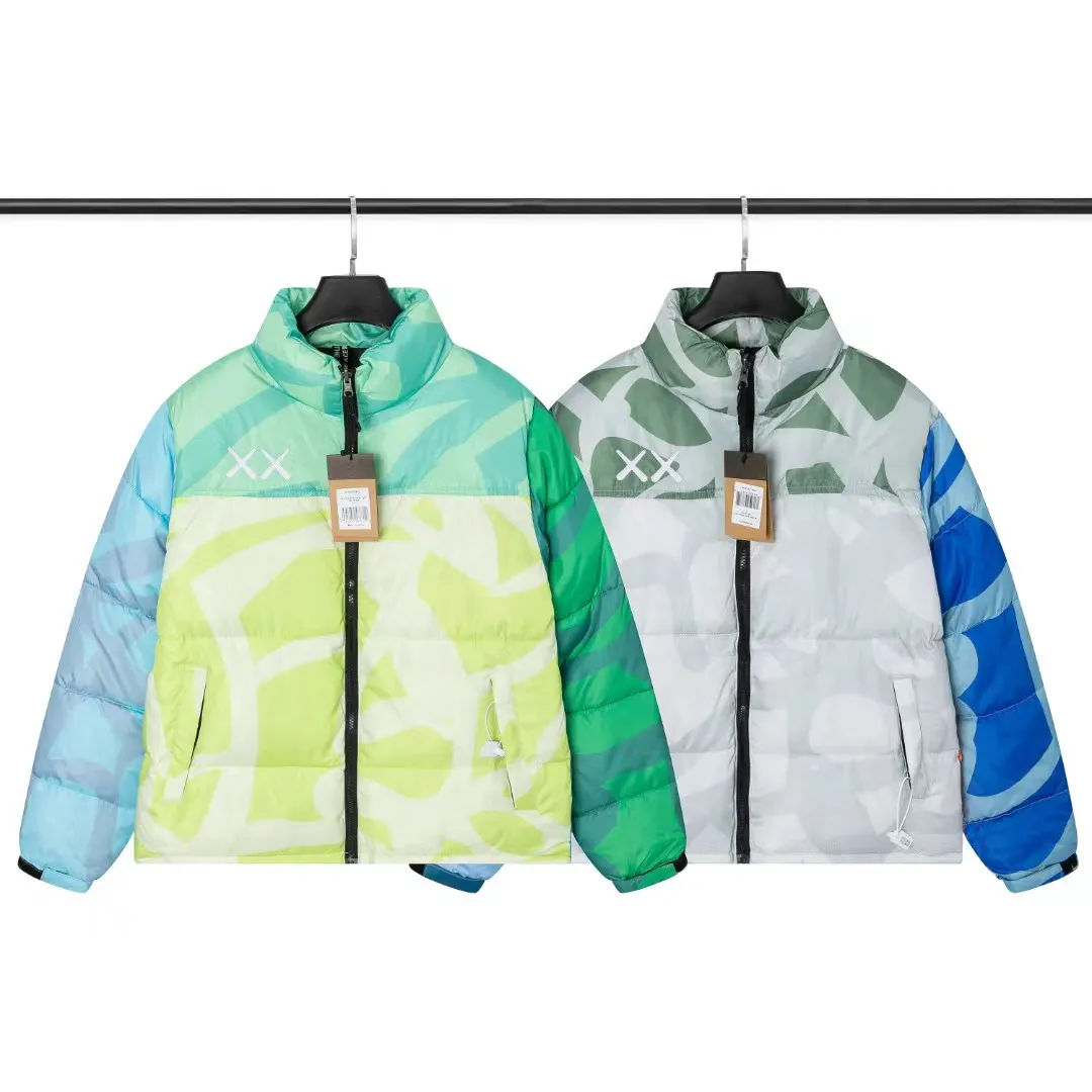 남자 디자이너 다운 재킷 여자 재킷 기하학적 패턴 힙합 거리 파커 까마귀 공동 겨울 방수 야외 바람에