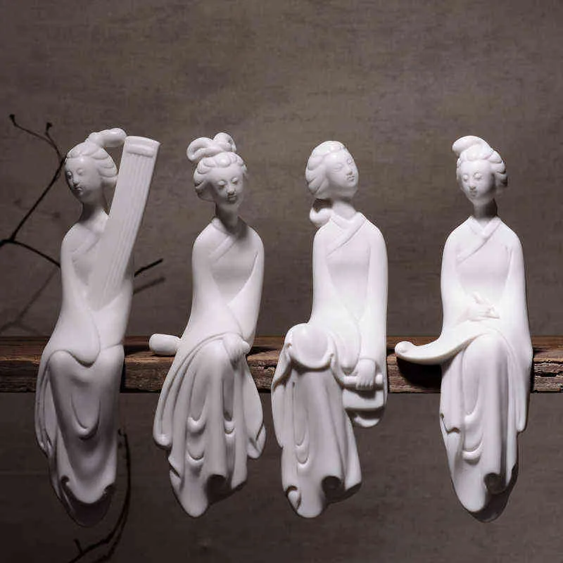 Obiekty dekoracyjne figurki f dehua biała porcelanowa ozdoby domowe ical damskie wyposażenie domu dekoracja kreatywna herbata ceramiczna figurki T220902