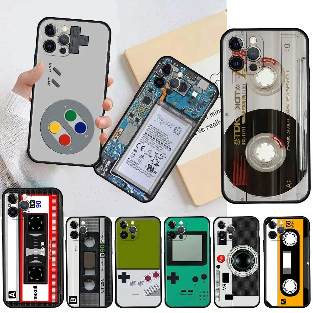 Vintage Camera Cassette Cases For iPhone 14 11 13 12 Pro 7 XR X XS Max 8 6 6S Plus 5S SE 13Pro Black Phone Cover Capa