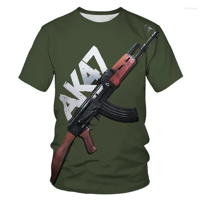 Sweat ￠ capuche masculin Rise de tireur d'￩t￩ T-shirt surdimensionn￩ pour hommes confortable 3D imprimement l￢che respirant divers motifs pistolets ￠ manches courtes