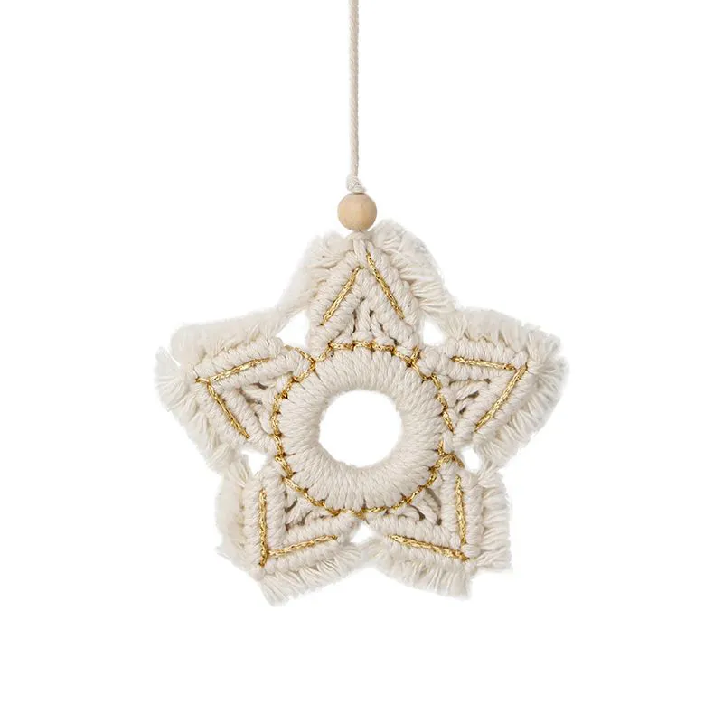 Decorazioni natalizie fai-da-te Ciondolo Pentagramma intrecciato a mano Fiocco di neve Ornamento di moda Regali di NATALE