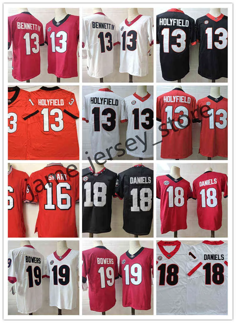 American College Football Wear College NCAA Football Jersey 13 Elijah Holyfield 13 Stetson Bennett IV 16 Kirby Smart 18 JT Daniels 19 Brock Bowers