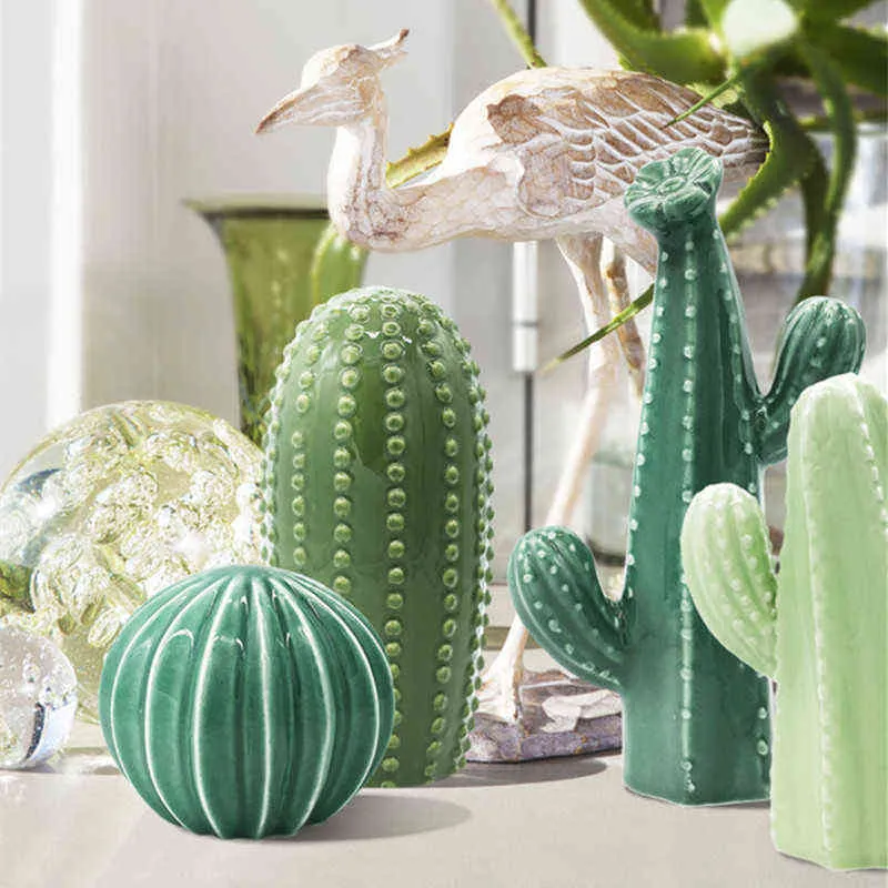 Dekorative Figuren Schiff INS Nordic Cactus Keramik Ornamente Raumdekoration Kreative Weinschrank TV-Schrank Dekoration Ästhetische Raumdekoration