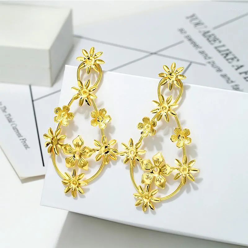 Dangle Earrings Drop For Women Fashion Jewelry 2022 Bohemia Flower Pattern Wedding Bride Jewerly Accessory Gifts