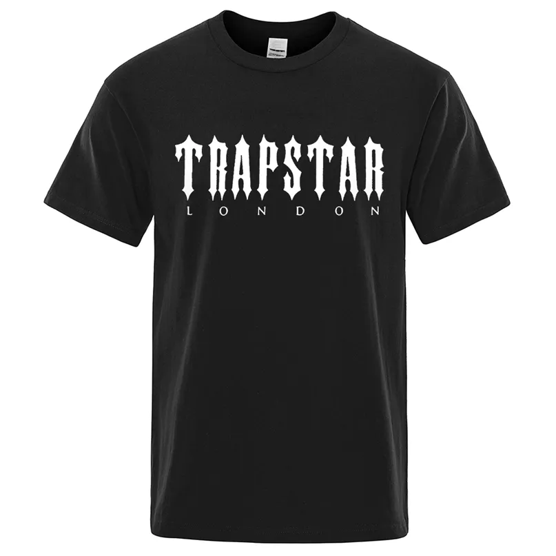 Trapstar London Letter Printed Men T Рубашки дышащие негабаритные короткие рукавы.