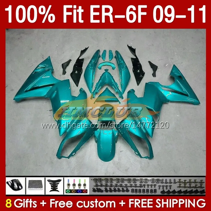 Kawasaki Ninja 650r ER 6 F 650 R 2009-2011 Bodywork 149NoのOEM Cyan Metal Fairings 650-R ER-6 F ER 6F ER-6F 2009 2010 2011 ER6 F ER6F 09 10 11射出型型フェアリングキット