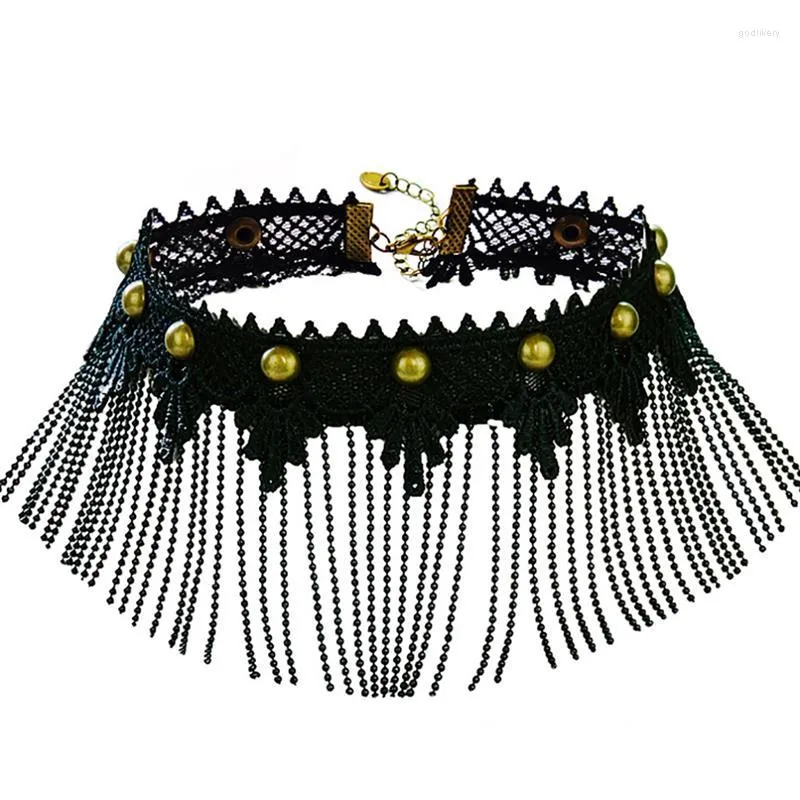 Cara 1pc Colar de Halloween estilo gótico Tassel Tassel Fashion Clavicle Lace Jewelry Acessórios para festa