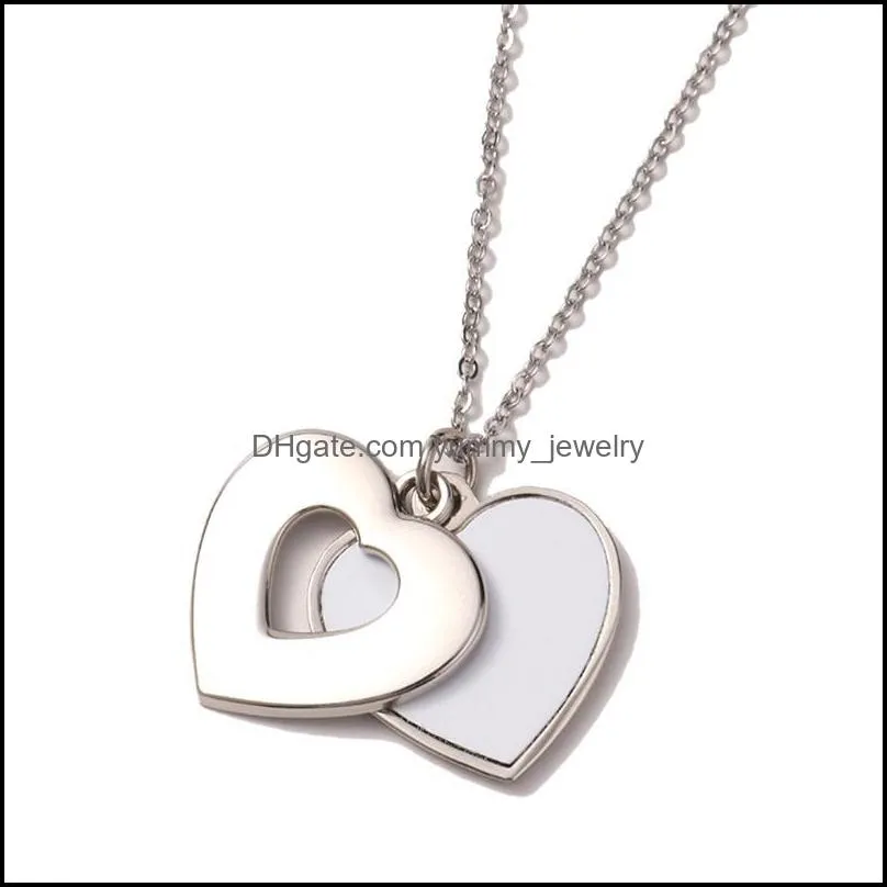 Colliers Pendentifs Colliers Pendentifs Sublimation Collier Blanc En Forme De Coeur / Rond Creux Plat Chaîne Bijoux Saint Valentin D Yummyjewelry Dhyf6