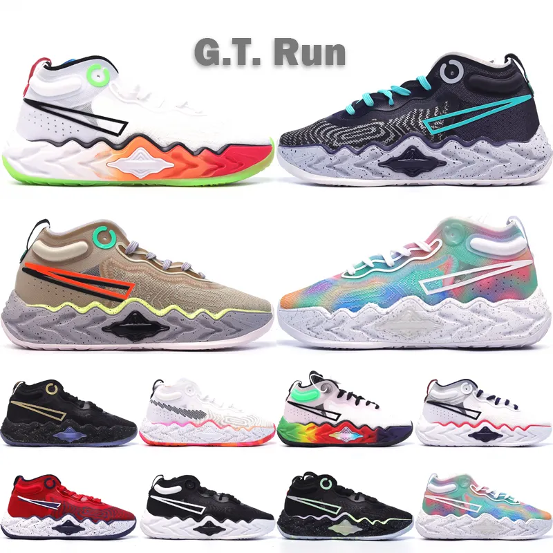 Top GT Run Mid Basketball Chaussures Hommes Baskets USA Blanc Multi Neon Mowabb Attitude Tie Dyes Black Ghost Outdoor Sneakers Taille 40-46