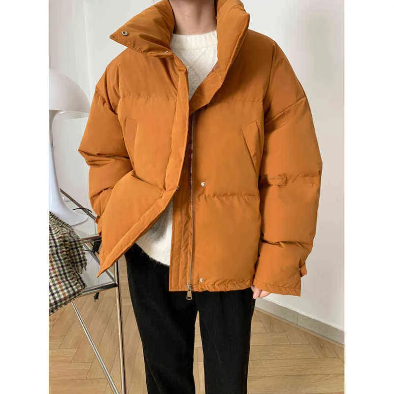 Mulheres para baixo parkas 2022 inverno feminino algodão-acolchoado gola solta zíper casual bolso wadded jaqueta curto casaco quente t220902