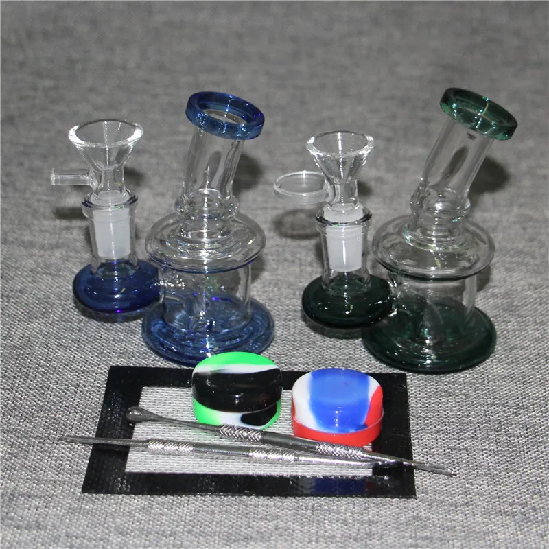 Glass Bong Hookahs Recycler Water Pipes 14mm Female Joint Oil Dab Rigs With Quartz Banger eller Bowl