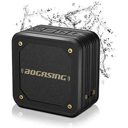 BOGASING M10 Portable Bluetooth Speaker, IPX7 Waterproof, 15W Loud Sound, Bluetooth 5.0 Wireless Dual Pairing, Built-in Mic, 24H Playtime, for Travel Outdoor Sport Party (Black)
