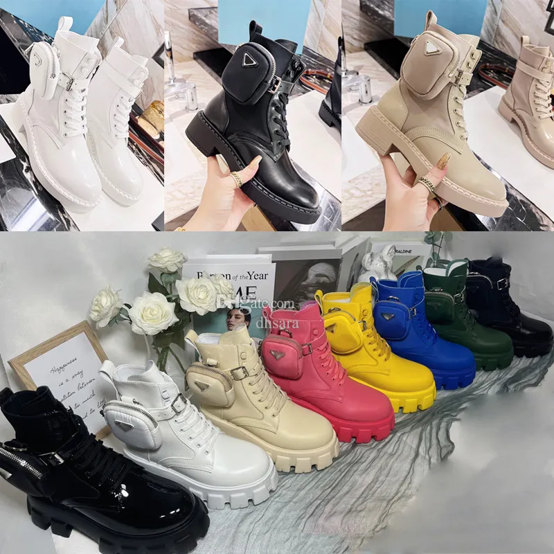 Newest Double Pocket Tactical Platform Boots Men and Women Genuine Leather Platform Latest Bag Tank Boot Top Casual Shoes Size 35-46