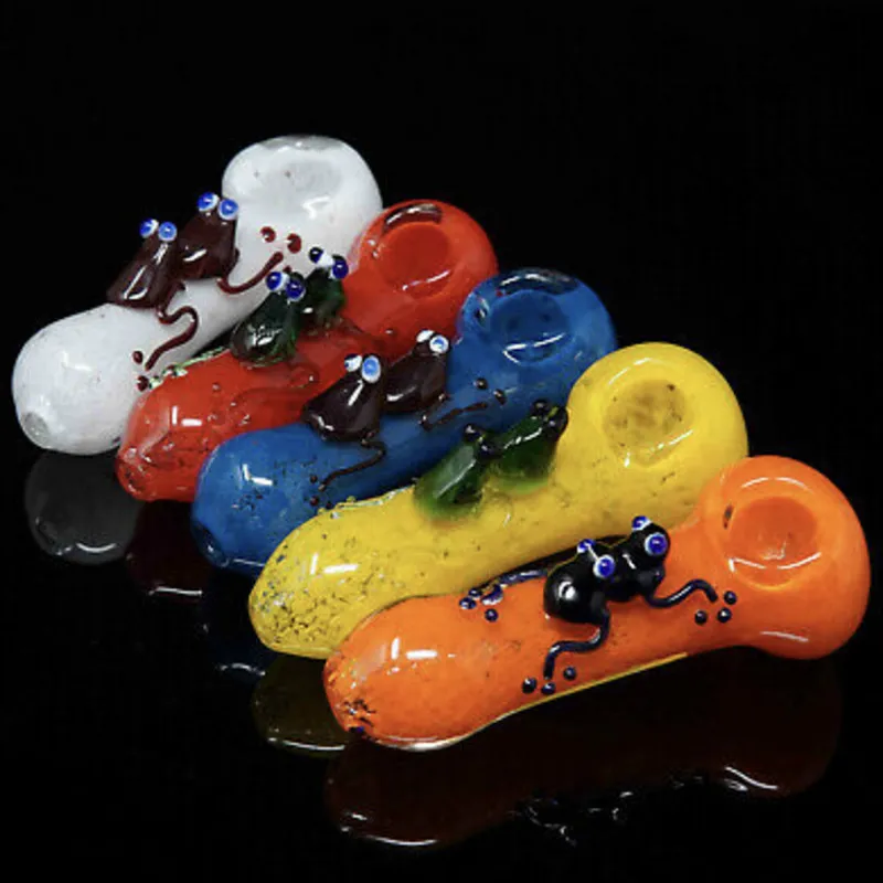 Coloré Heady Double Frog Pipes Pyrex Verre Épais Tube De Fumer Handpipe Portable De Haute Qualité Décorer À La Main Herbe Sèche Tabac Huile Rigs Bong DHL Gratuit