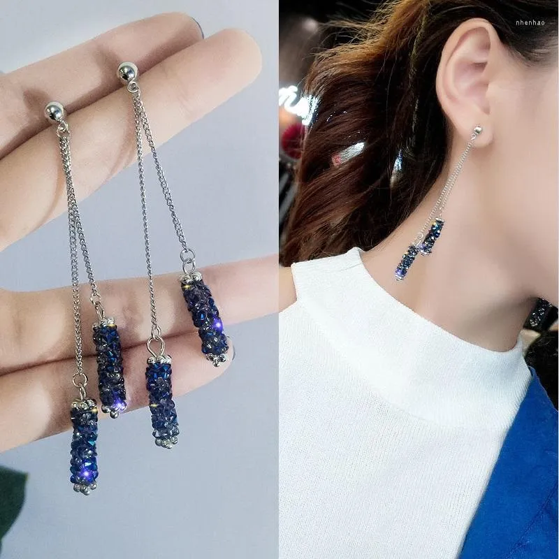 Brincos Dangle Vintage Korea for Women Feminino Moda Moda Cadeia de Prata Taquel Tassel Zirconia Earring Drop Suring Longo Jóias 2022