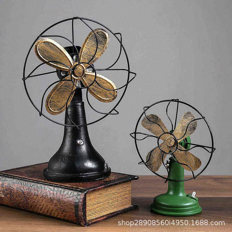 Decorative Objects Figurines JIEME Coffee Shop Retro Electric Fan Resin Ornaments Electric Fan Model Creative Clothing Store Props Window Decorations T220902