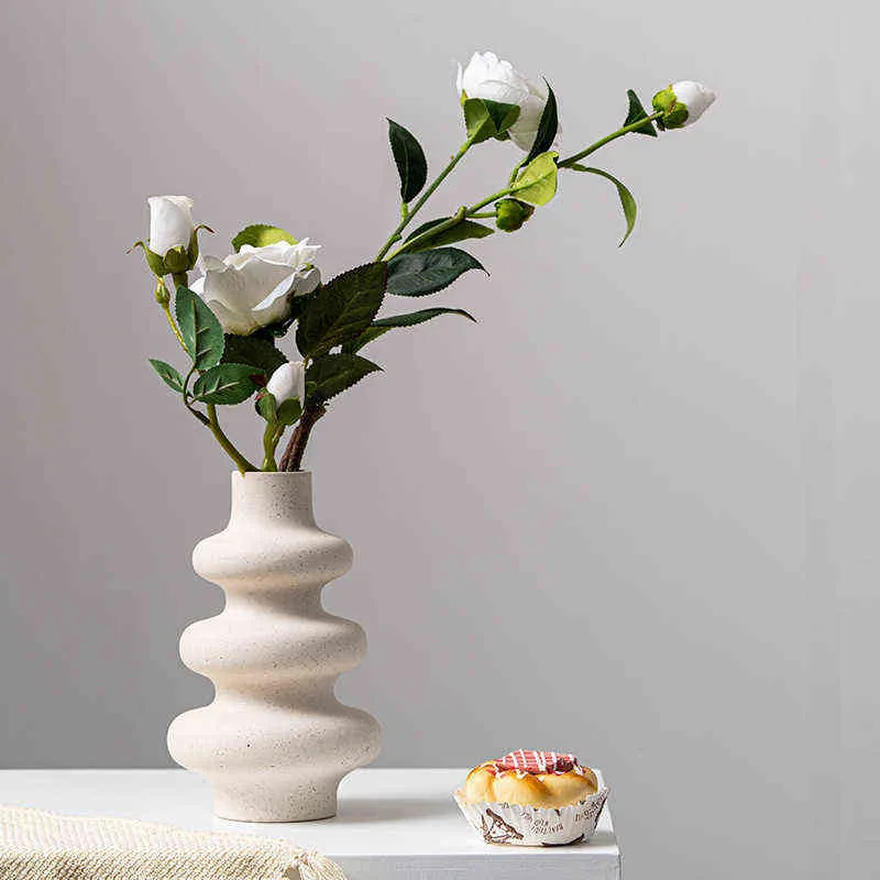 Estatuetas decorativas ihome Dimon Vaso de cerâmica de anel em forma especial