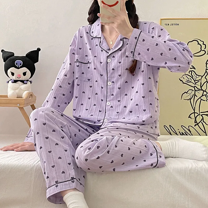 Kobiety twórczość sutą Quheng piżamę dla kobiet Zestawy jesienne zima czyste bawełniane długie rękaw Miłość kardigan elegancka ubrania domowe sleep odzież dla kobiet garnitur 220902