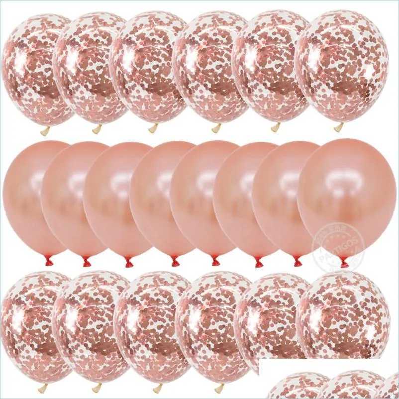 Party Decoration 20Pcs Rose Gold Balloons Decoration Confetti Set Chrome Ballon Birthday Deco Party Wedding Anniversary Homeindustry Dhrh4