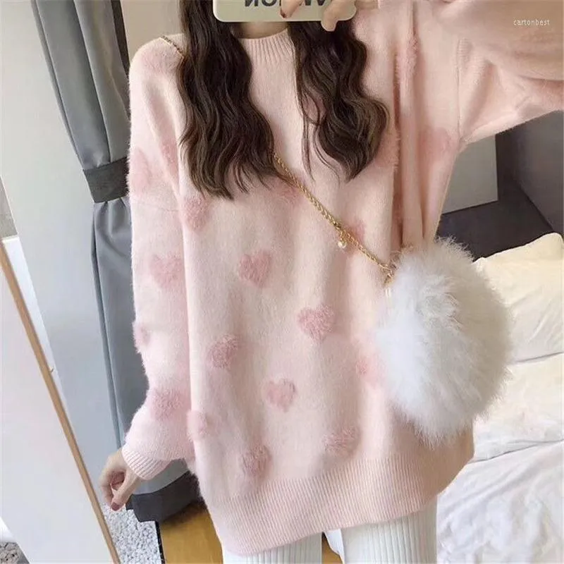 Women's Sweaters Women's Women Long Sleeve Lazy Style Fashion Retro Knit Tops 2022 Kawaii Sweater Loose Fall Winter Love Print Pullover