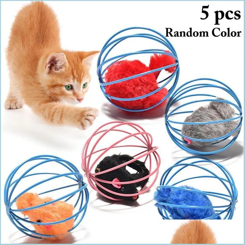 Giocattoli per gatti Giocattoli per gatti Interattivi 2.56In Prigioniero Mouse Gattino Gioca a palla Cane Chase Giocattolo Pet Educativo Colore casuale Cat Drop Homeindustry Dhorv