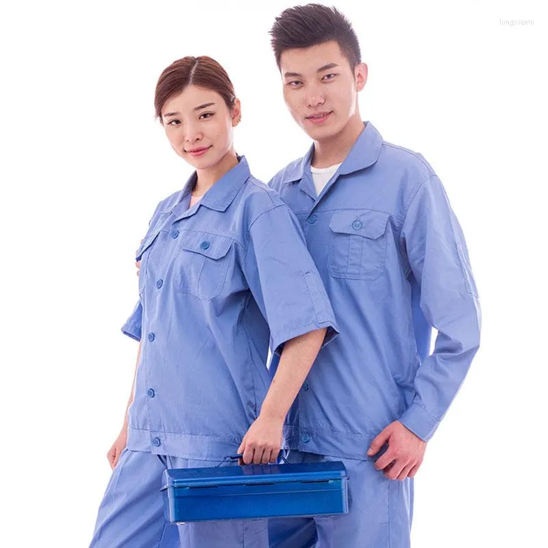 Men's Tracksuits Fashion Summer Casual Mens Working Clothing Workmen Uniform Car Short-sleeve Workwear Mechanical Repair Welding Male