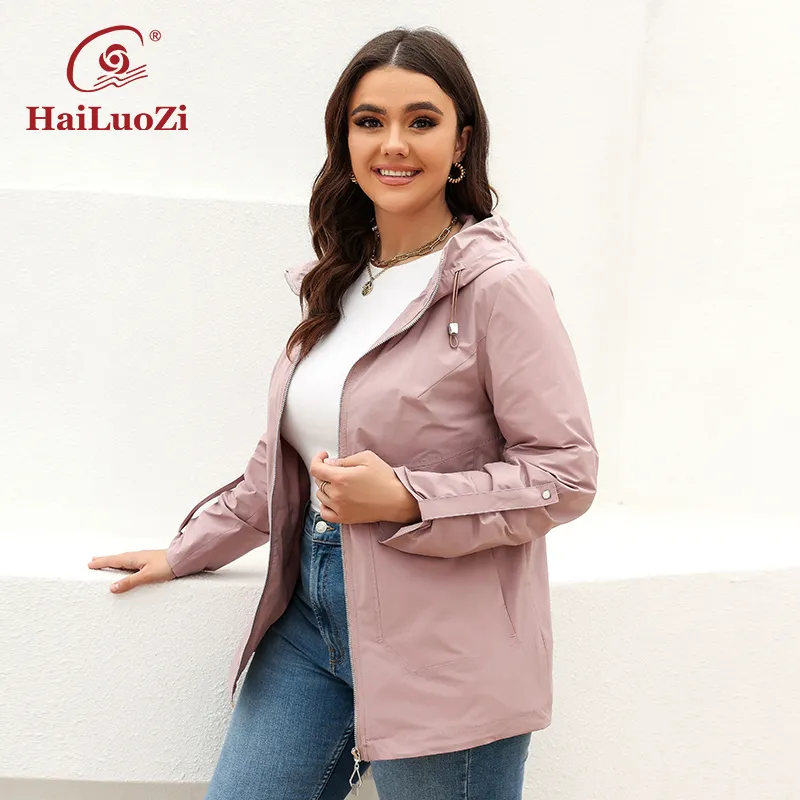 Женские траншеи Coats Hailuozi Spring Women Trench Poat Solid Color Simple Design Casual Fashion Fashion Short Year Outwear 9735 220902