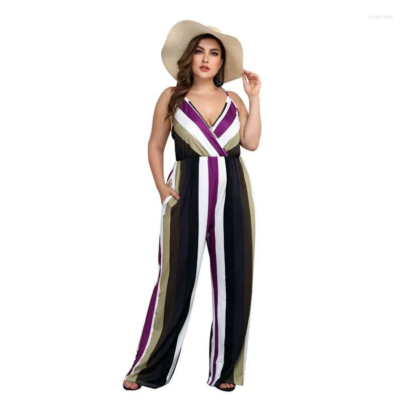 Kobiety Jumpsuits Women's Rompers Striped Scossuit Streetwear Plus Rozmiar Kobiety XXXL XXXXL Ożyści Summer Women Elegante Mono Mujer