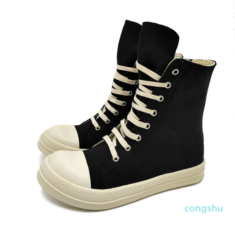 Black Platform Boots Designer Luxury Booties Fashion Women Sneakers High Top Men's Canvas Shoes Lace Up Round Toe