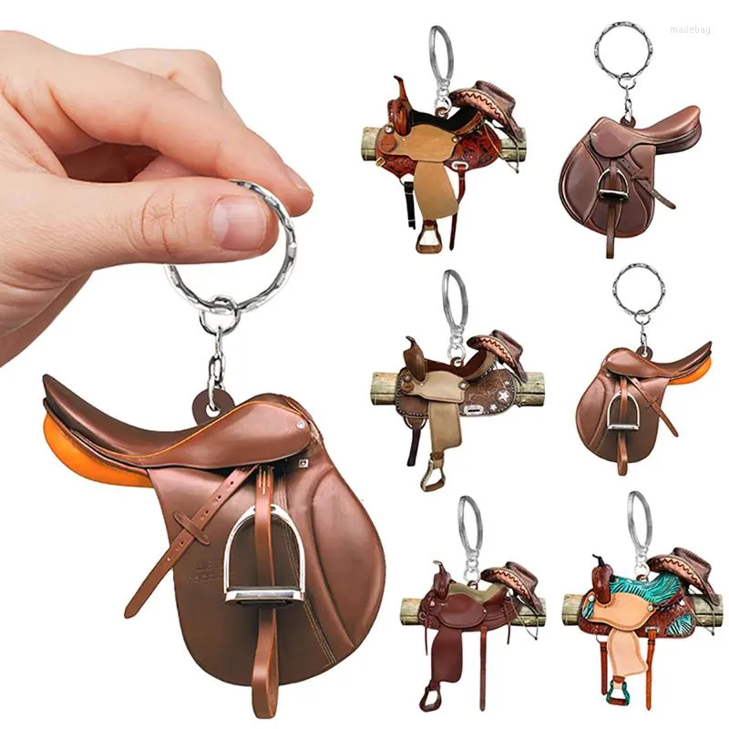 Figurine decorative Ciondolo a forma di sella da equitazione creativa Regalo personalizzato da appendere in acrilico per gli amanti dei cavalli occidentali