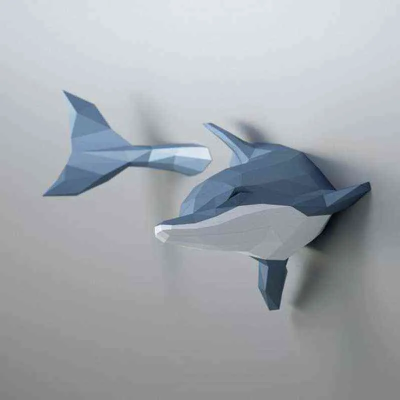 Декоративные фигурки художественные ремесла Diy Toys Dolphin 3D Paper Model Diy Craft Статуя скульптура дельфин