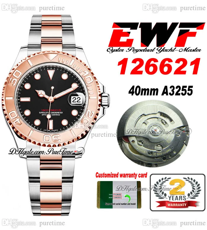 EWF YM 126621 CAL A3235 Automatyczna męska zegarek 40 mm czarna tarcza 904L stalowa obudowa i bransoletka Super Edition Watches Bezpłatnie Ta sama karta gwarancyjna seryjna 4 Style Pureteme D4