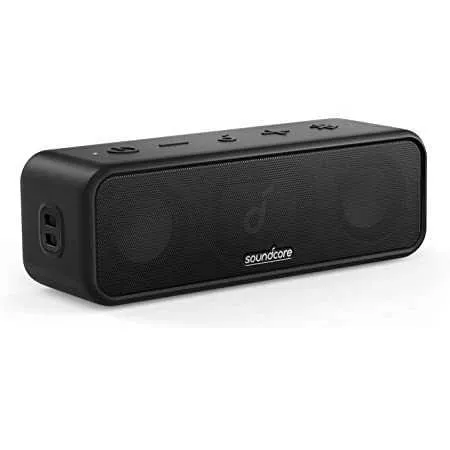 Anker Soundcore 3 Bluetooth Speaker with Stereo Sound, Pure Titanium Diaphragm Drivers, 24H Playtime, IPX7 Waterproof, Bluetooth 5.0, PartyCast Technology, BassUp, App, Custom EQ