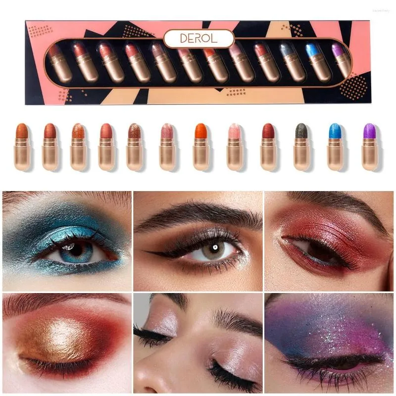 Eye Shadow 12 Color Shiny Gel Eyeshadows Boxed Portable Waterproof Easy To Wear Shimmer Eyeshadow Makeup