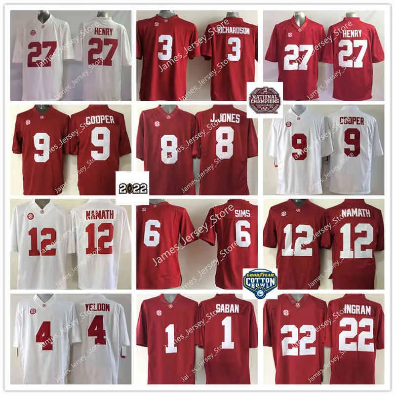 American College Football Wear College 6 Blake Sims Jersey 8 Julio Jones 9 Amari Cooper 12 Joe Namath 22 Mark Ingram 1 Nick Saban 13 Tua Tagovailoa Alabama Jerseys 27 der