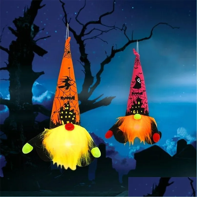 Dekoracja imprezowa Dekoracja 1PC Halloween Gnome Dekoracje Elf Led Luminous Home Ornaments świecą