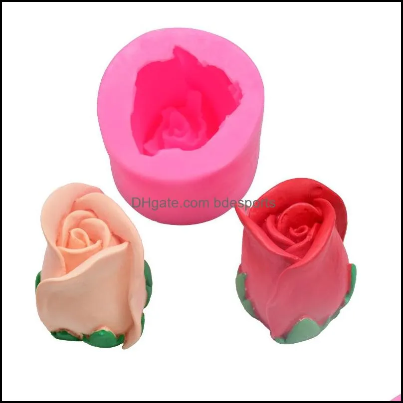 Baking Moulds Diy Food Grade Sile Mold Solid Color 3D Three Nsional Rose Flower Modelling Cake Chocolates Mods 6Cka J2 Drop Delivery Dhtk5