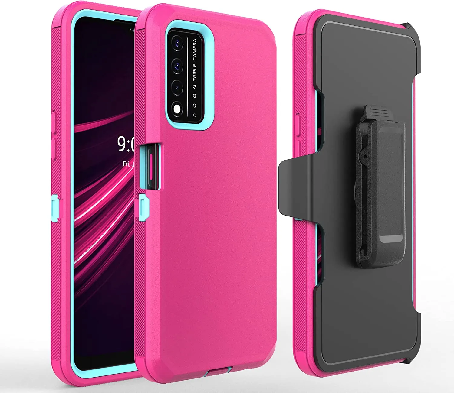 Defender Telefonfodral för T-Mobile Revvl 6 Pro V+ 5G för Google Pixel 8 Pro 7 Pro 8A 7A Tungt stötsocktät anti-drop-bälte CLIP Holster Kickstand Protective Case Cover