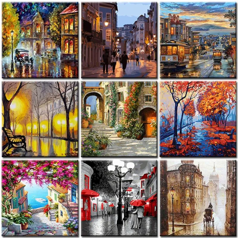 Pinturas Pintura Por Números Paisaje De La Calle Sobre Lienzo Con Marco  Acrílico Para Adultos Dibujo Pintura Número Colorear Decoración Del Hogar De  25,78 €