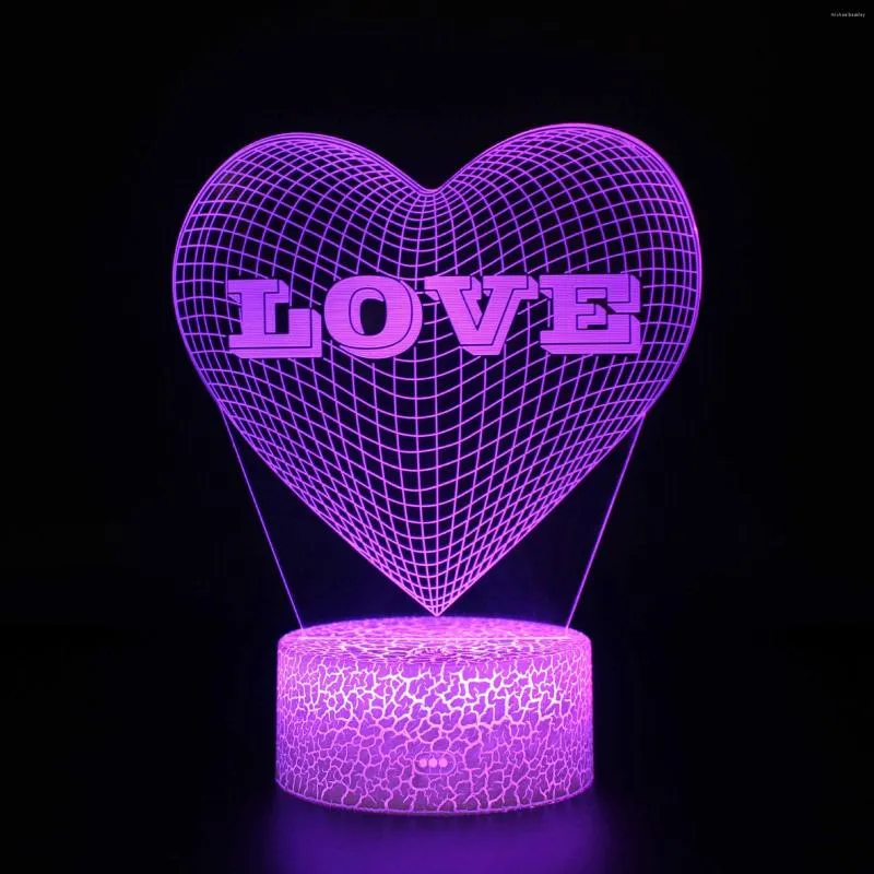 Cordes Saint Valentin Amour Rose Garçon Fille Amis Système De Fleurs 3D Veilleuses Cadeaux Ackle Led Ambiance Visuelle Lampe De Table