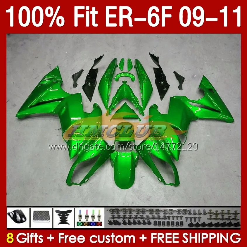 Kit de fadas de OEM para Kawasaki Ninja 650r Green Metal ER 6 F 650 R ER6F 09 10 11 Corpo 149no.35 ER-6 F ER 6F ER-6F Bodywork ER6 F 2009 2010 2011 2011 650-R 09-11