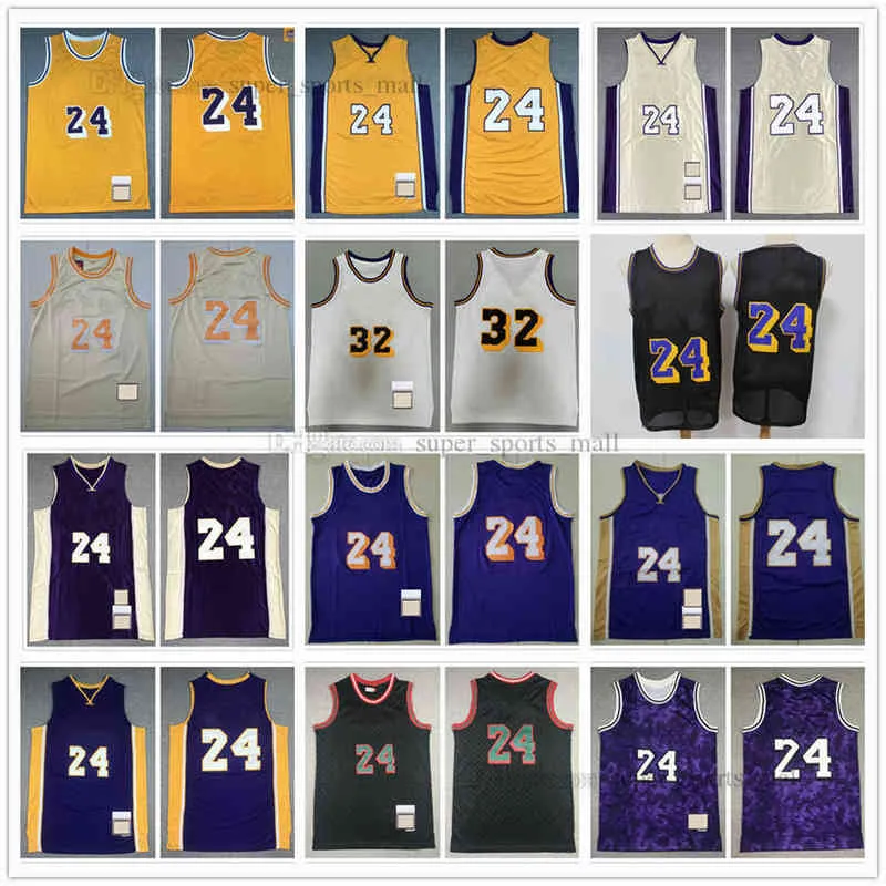 Jerseys de basket-ball rétro 32 Earvin # 24 Johnson James West Chamberlain Worthy Jersey cousé 1996-97 2003 2004-05