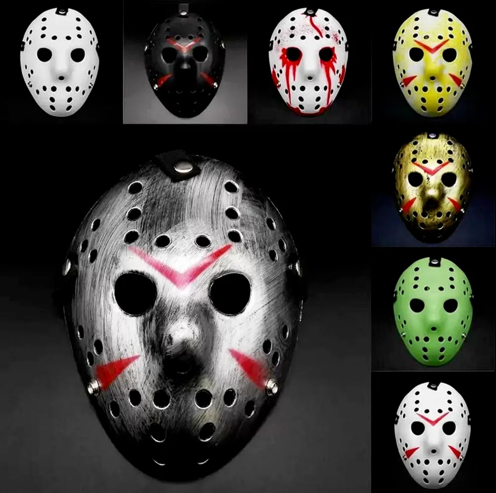 Masowe maski imprezowe Maski Jason Voorhees Piątek 13. horror hokejowy maska ​​przerażająca kostium Halloween Cosplay plastikowy fy2931