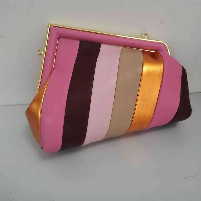 Sacos de noite Fanshion Rainbow Bolsa Multi Color Costura Destacável Alça Longa Joiniting Colorido Bolsa de Ombro Cross Body Handbags