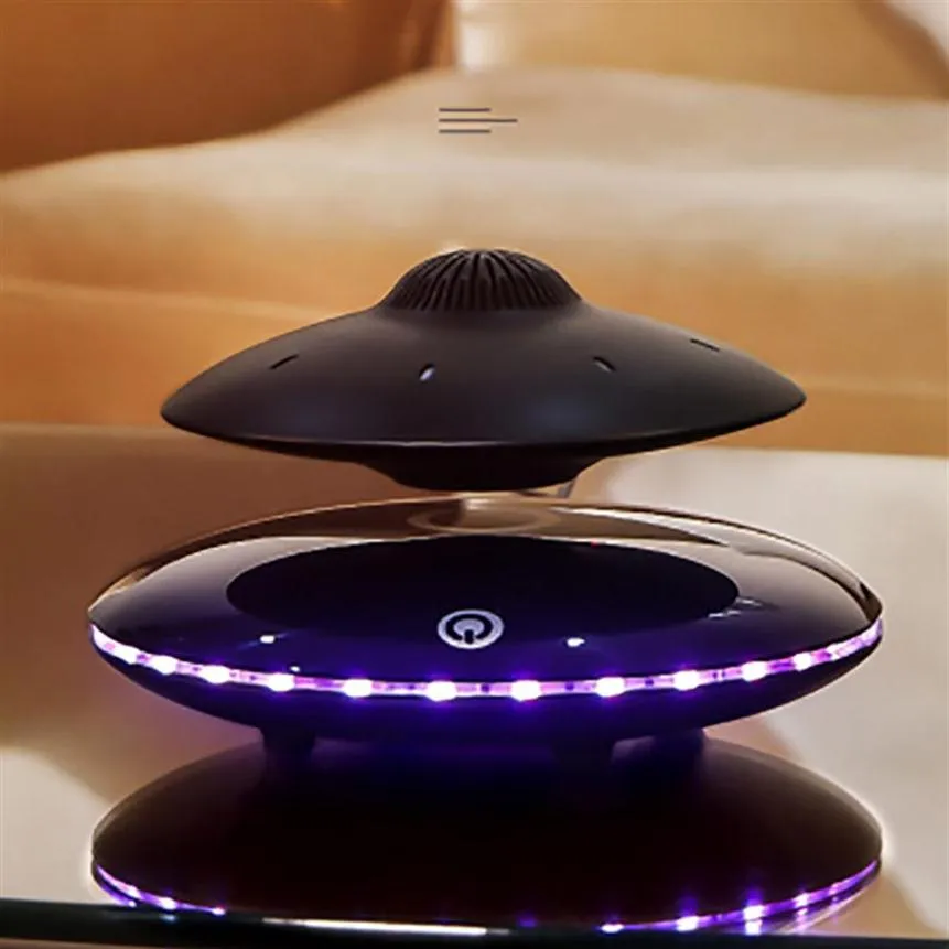 Lévitation magnétique Smart Bluetooth Endeurs Super Bass Stéréo Charges sans fil UFO Conception Hifi HiFi Qualité sonore LED coloré 300Q329F